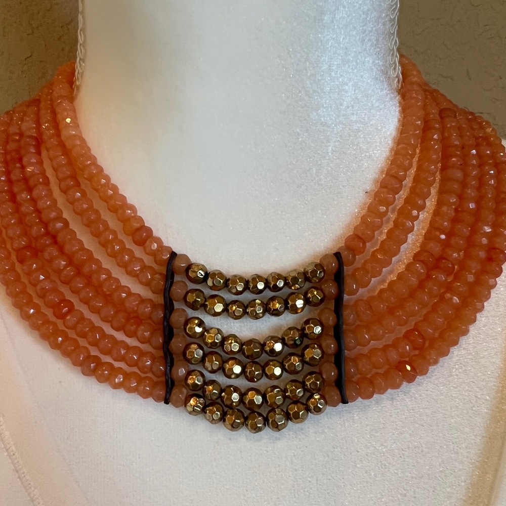 Lucky Brand Orange and Gold Beaded Necklace